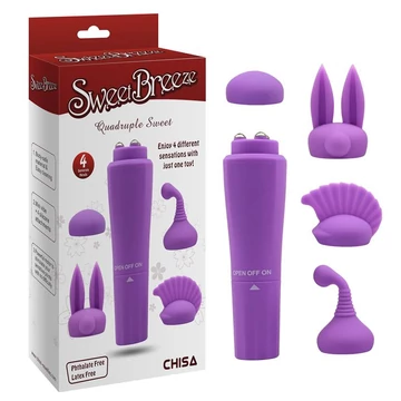 Chisa Stimulator with 4 Heads Sweet - csiklóvibrátor, lila