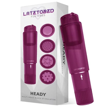 Latetobed Heady Stimulator - mini vibrátor cserélhető fejekkel, lila