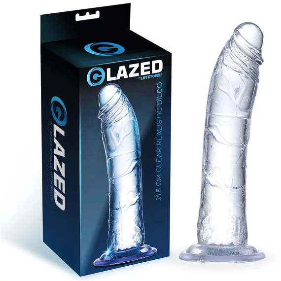 Glazed Realistic Clear 21,5cm - öntapadós élethű dildó, átlátszó